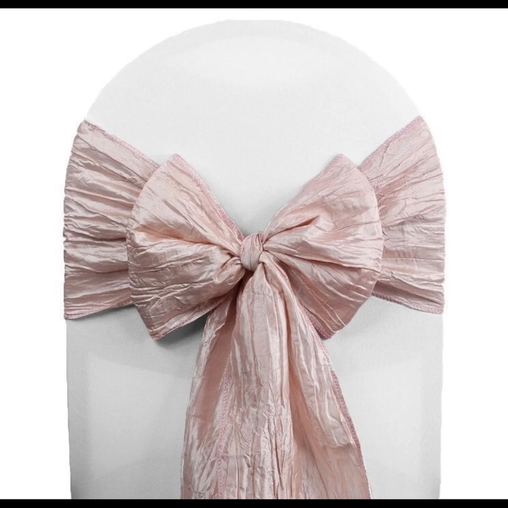 Blush crinkle wedding chair sashes